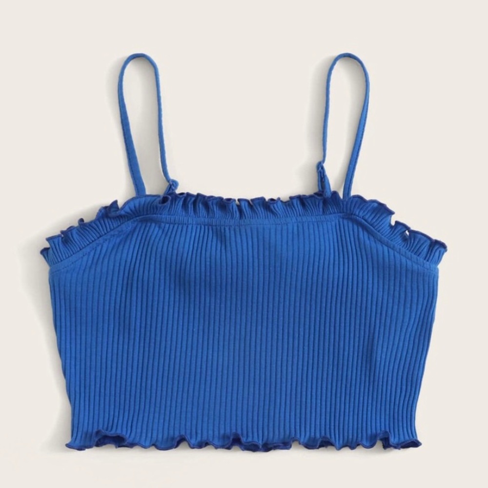 SHEIN Lettuce Edge Rib-Knit Cami Top XS Girls
